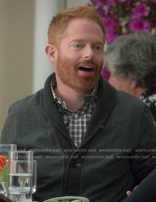 Mitchell's grey shawl collar cardigan on Modern Family