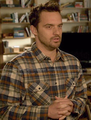 Nick's blue and orange plaid shirt on New Girl