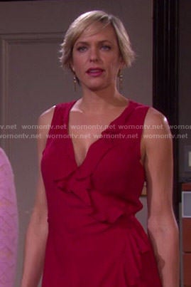 Nicole's red ruffled wrap dress on Days of Our Lives