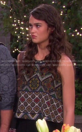 Paige's tile printed top on Days of Our Lives