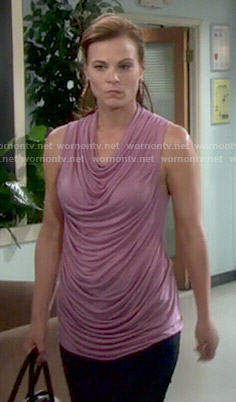 Phyllis's pink cowl neck top on The Young and the Restless
