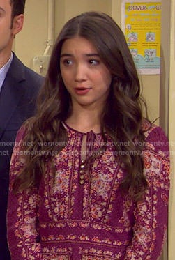 Riley's purple floral long sleeve dress on Girl Meets World