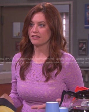 Serena's purple long sleeved lace dress on Days of Our Lives
