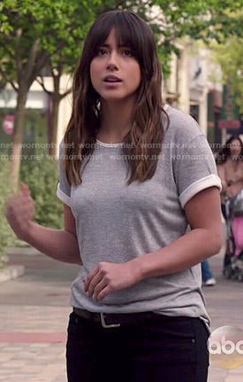 Skye's grey rolled-sleeve tee on Agents of SHIELD