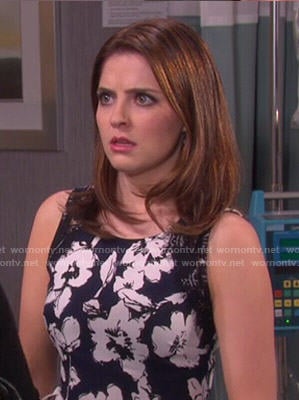 Theresa's navy floral dress on Days of our Lives