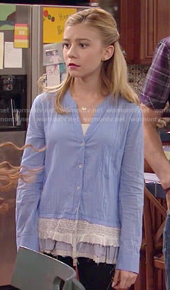 Avery's blue lace hem shirt on Dog with a Blog