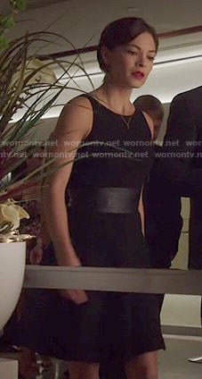 Cat's black leather waist dress on Beauty and the Beast
