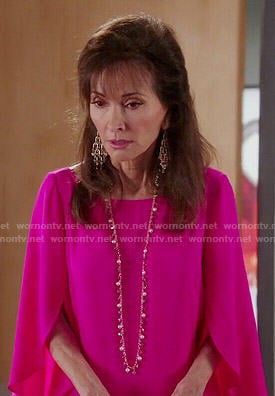 Genevieve's pink cascade sleeve blouse on Devious Maids
