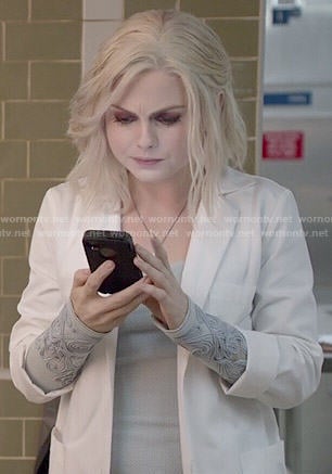 Liv's grey embroidered cuff top on iZombie
