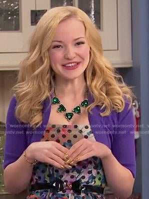 Liv's polka dot dress and purple shrug on Liv and Maddie