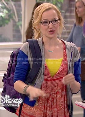 Maddie's red printed top on Liv and Maddie
