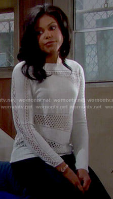 Maya's off-white perforated sweater on The Bold and the Beautiful