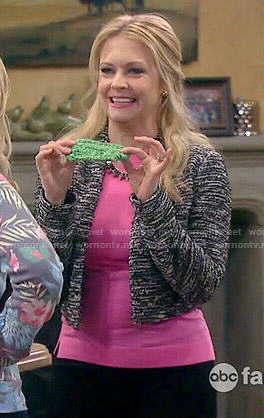 Mel's cropped tweed jacket on Melissa and Joey