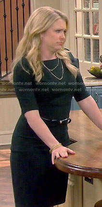 Mel's dark green short sleeved dress on Melissa and Joey