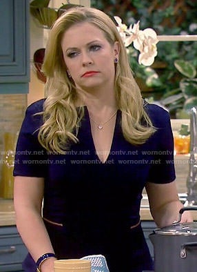 Mel's navy peplum dress on Melissa and Joey
