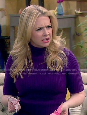 Mel's purple high neck sweater on Melissa and Joey