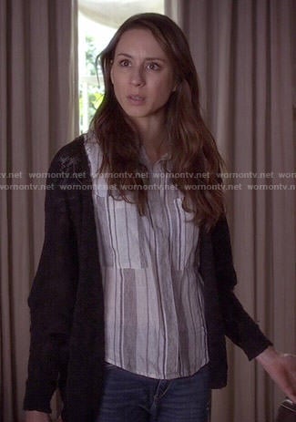Spencer's grey vertical striped shirt on Pretty Little Liars
