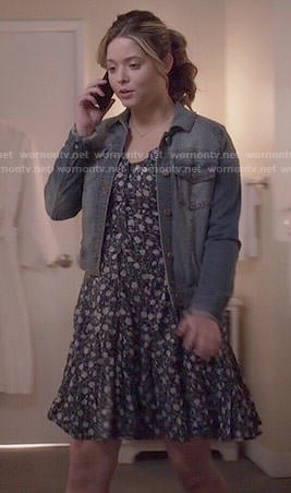 Ali's floral dress and denim jacket on Pretty Little Liars