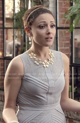 April's lavender pleated lace dress on Chasing Life