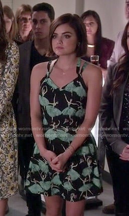 Aria's ballerina print dress on Pretty Little Liars