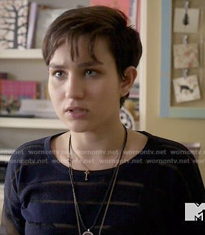 Audrey's navy striped sweater on Scream