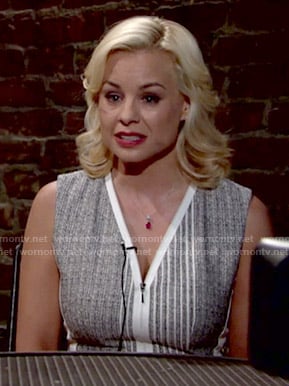 Avery's grey zip front dress on The Young and the Restless
