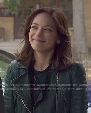 Cat's green leather jacket on Beauty and the Beast