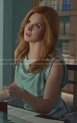 Donna's blue draped dress on Suits