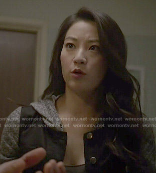 Kira's black hooded denim jacket on Teen Wolf
