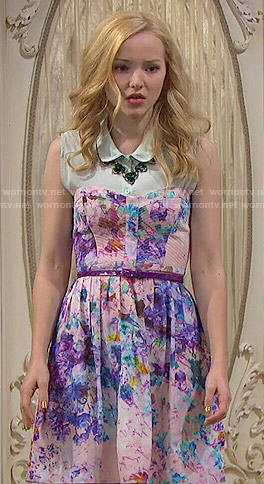 Liv's floral strapless dress on Liv and Maddie