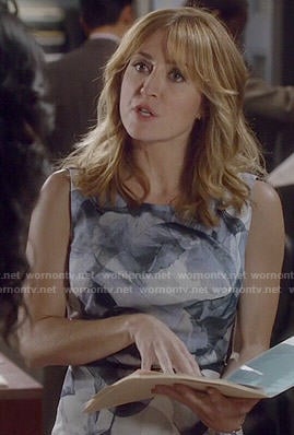 Maura's blue floral watercolor print dress on Rizzoli and Isles