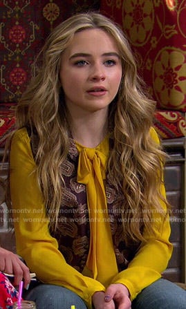 Maya's yellow neck tie blouse on Girl Meets World