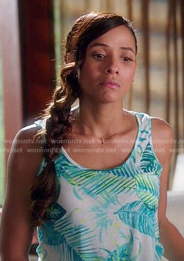 Rosie's leaf printed tie-front tank top on Devious Maids