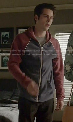 Stiles's red and navy hoodie on Teen Wolf