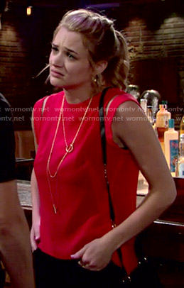 Summer's red top with split shoulders on The Young and the Restless