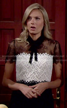 Abby's black and white lace dress on The Young and the Restless