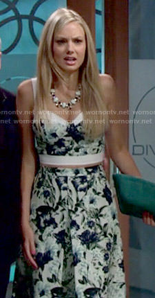 Abby's floral crop top and midi skirt on The Young and the Restless