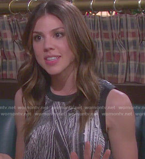 Abigail's black and white abstract print top on Days of our Lives