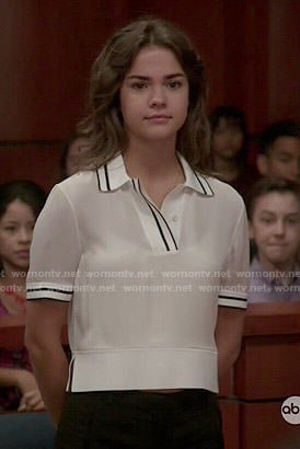 Callie's white polo top on The Fosters