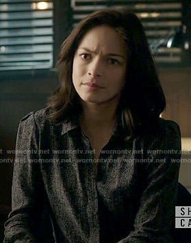 Cat's black textured print blouse on Beauty and the Beast