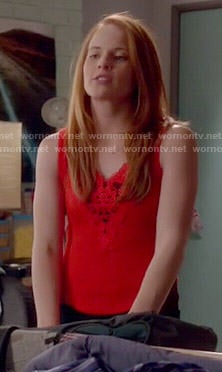 Daphne's red crochet tank top on Switched at Birth