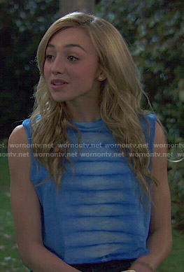 Emma's blue tie dye top on Bunk'd