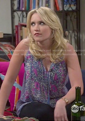 Gabi's floral sleeveless top on Young and Hungry