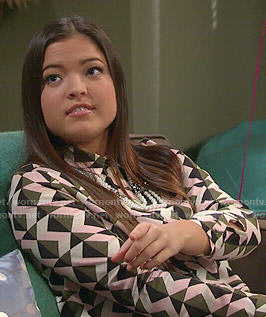 Jasmine's triangle print shirt on I Didn't Do It