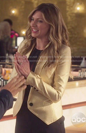 Josslyn's gold blazer on Mistresses