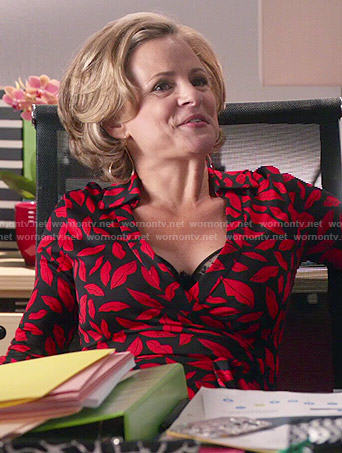 Julia's lip print wrap dress on Kevin from Work
