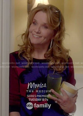 Kathryn's blue and red floral sweater on Switched at Birth