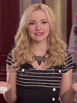 Liv's black and white striped dress with buttons on Liv and Maddie