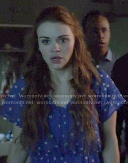 Lydia's blue polka dot dress on Teen Wolf