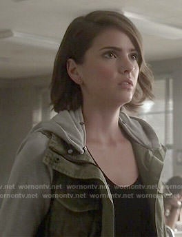 Malia's army jacket with grey sleeves on Teen Wolf